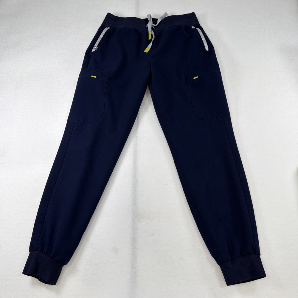 Figs Women's Navy Blue Zamora Jogger Scrub Pants Size Small Reflective Trim